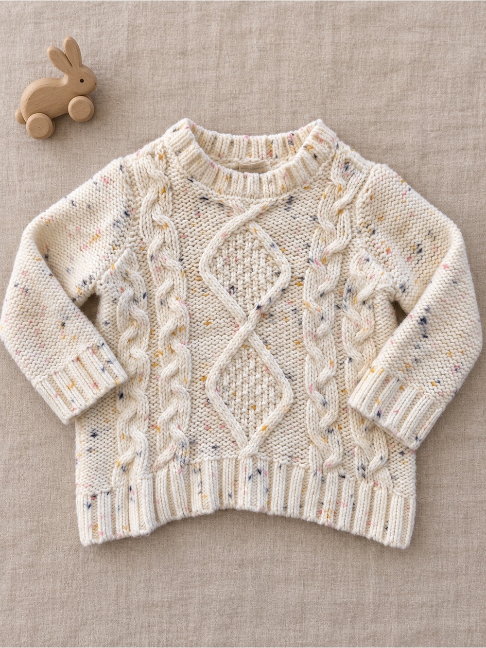 Oshkosh B’gosh Toddler Cream Speckled Cable Knit Sweater 18mo